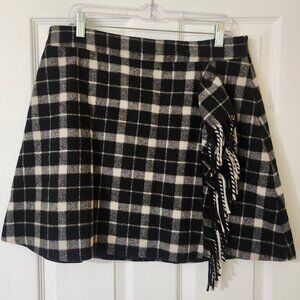 Kate Spade New York black and white plaid wool skirt size 14